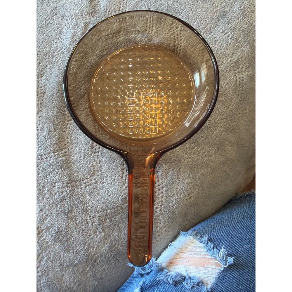 Visions by Corning Amber Glass 7 Inch Skillet Waffle Bottom‎ V-20-B USA Made